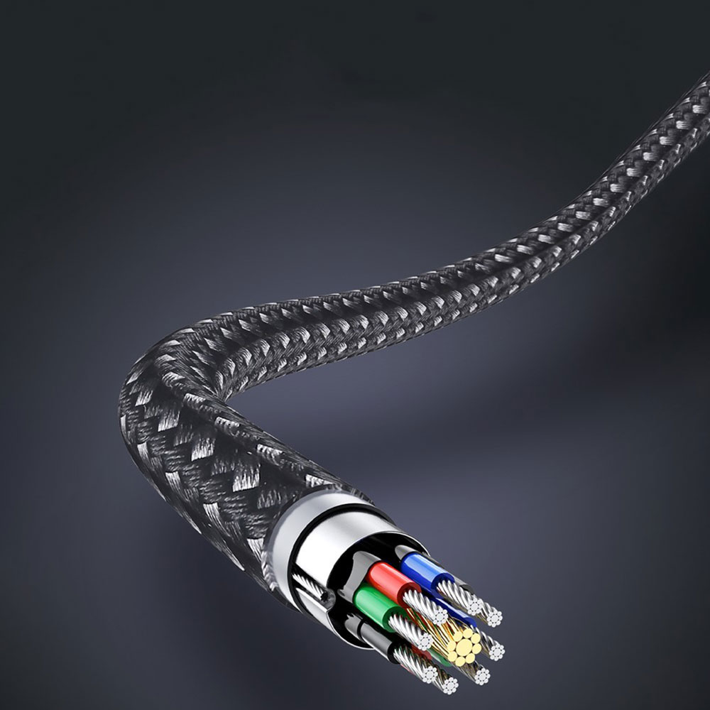(1m) USB C auf 3.5mm Klinke Stecker AUX Nylon Audiokabel - Grau