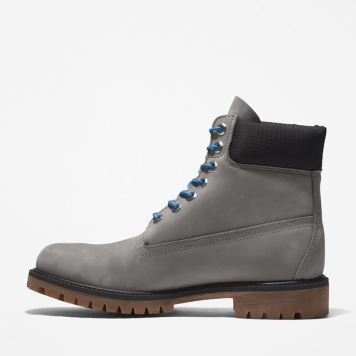 Bota Timberland Premium Masculina de 6 polegadas em Cinza/Azul