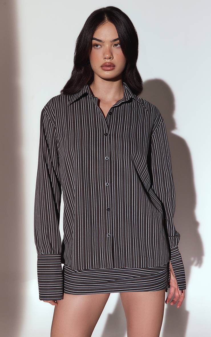 Noir Jupe Co-ord À Rayures Asymétriques