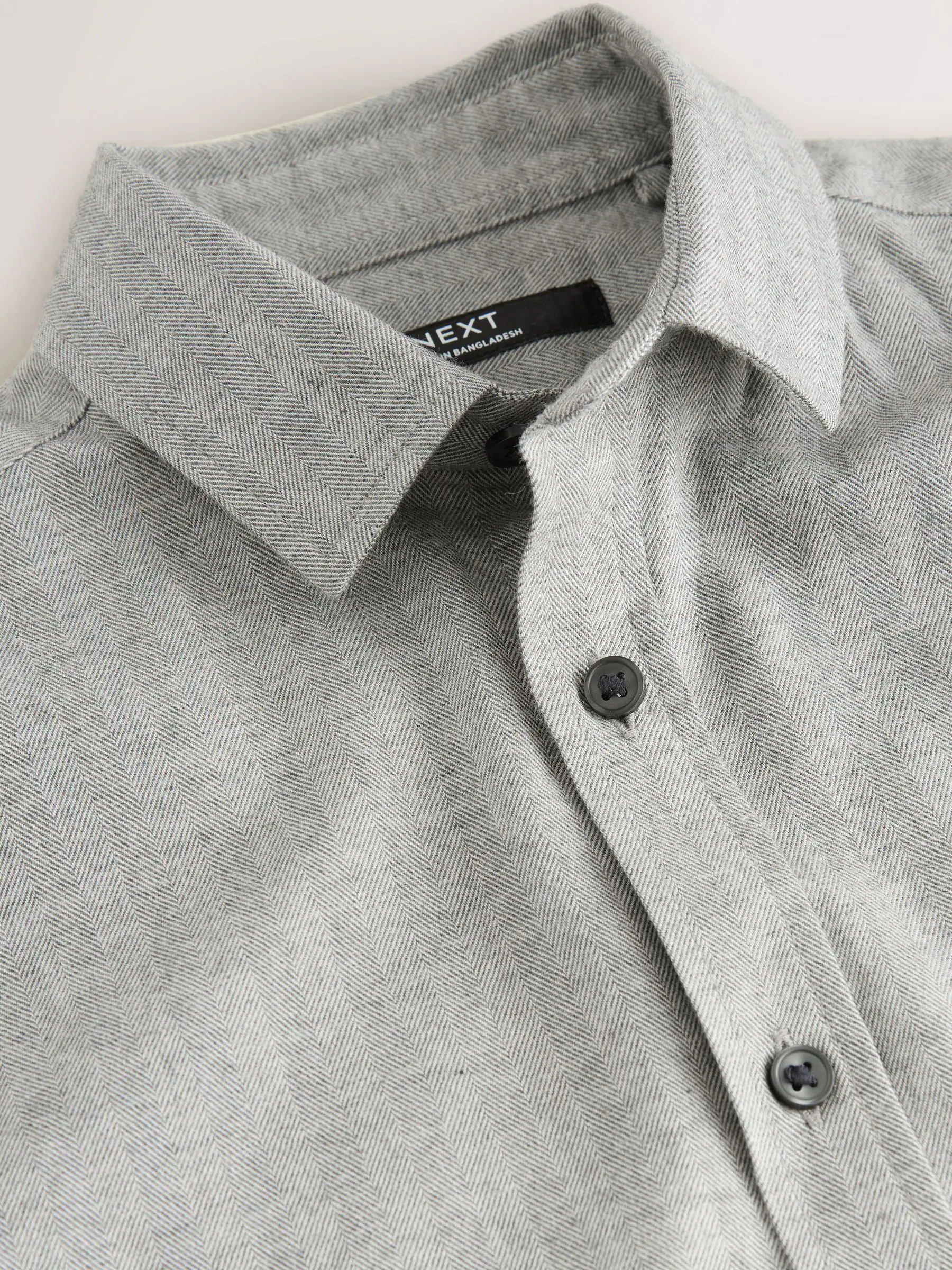Grijs - Long Sleeve Herringbone Shirt (3-16yrs)