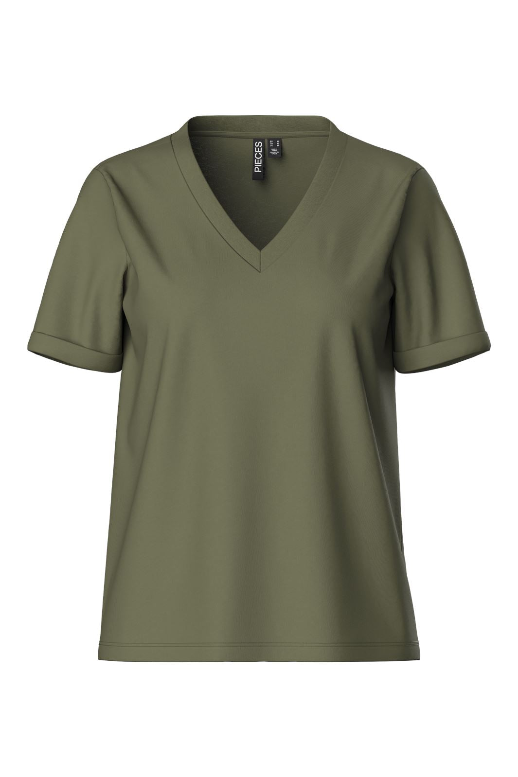 Pieces Pcria Ss V-Neck Solid Tee 3783308 deep lichen green