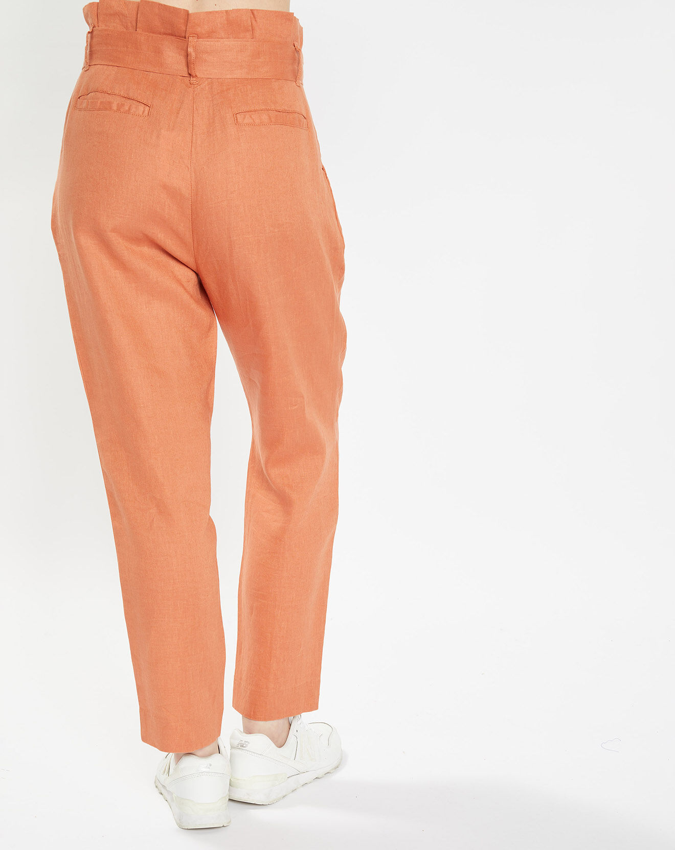Galeries Lafayette Pantalon carotte en 100% Lin rouille