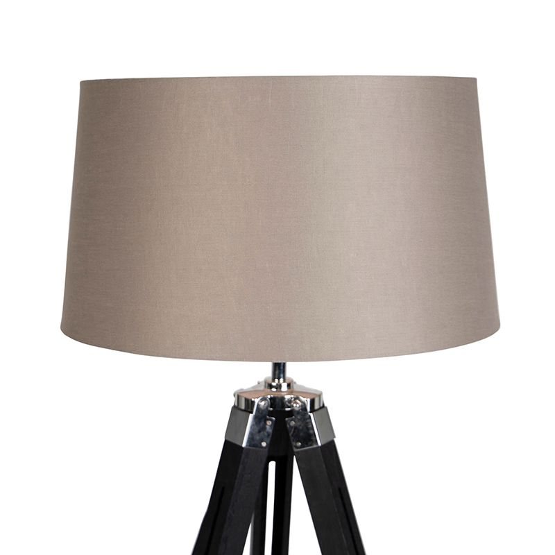 Vloerlamp Tripod zwart met kap 45cm linnen taupe
