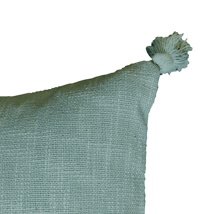 Coussin pompoms GoodHome vert L.45 x l.45 cm