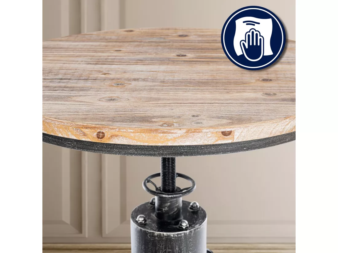 Lot de 2 Table haute - rond Ø 54 cm - Métal - Argent antique - Ruhr