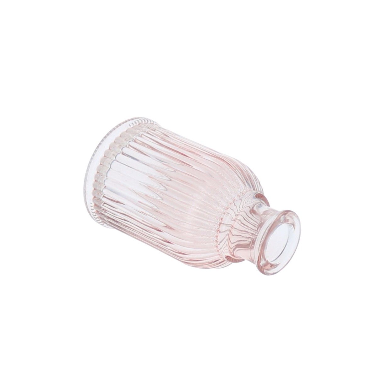 Petit vase en verre rose .
