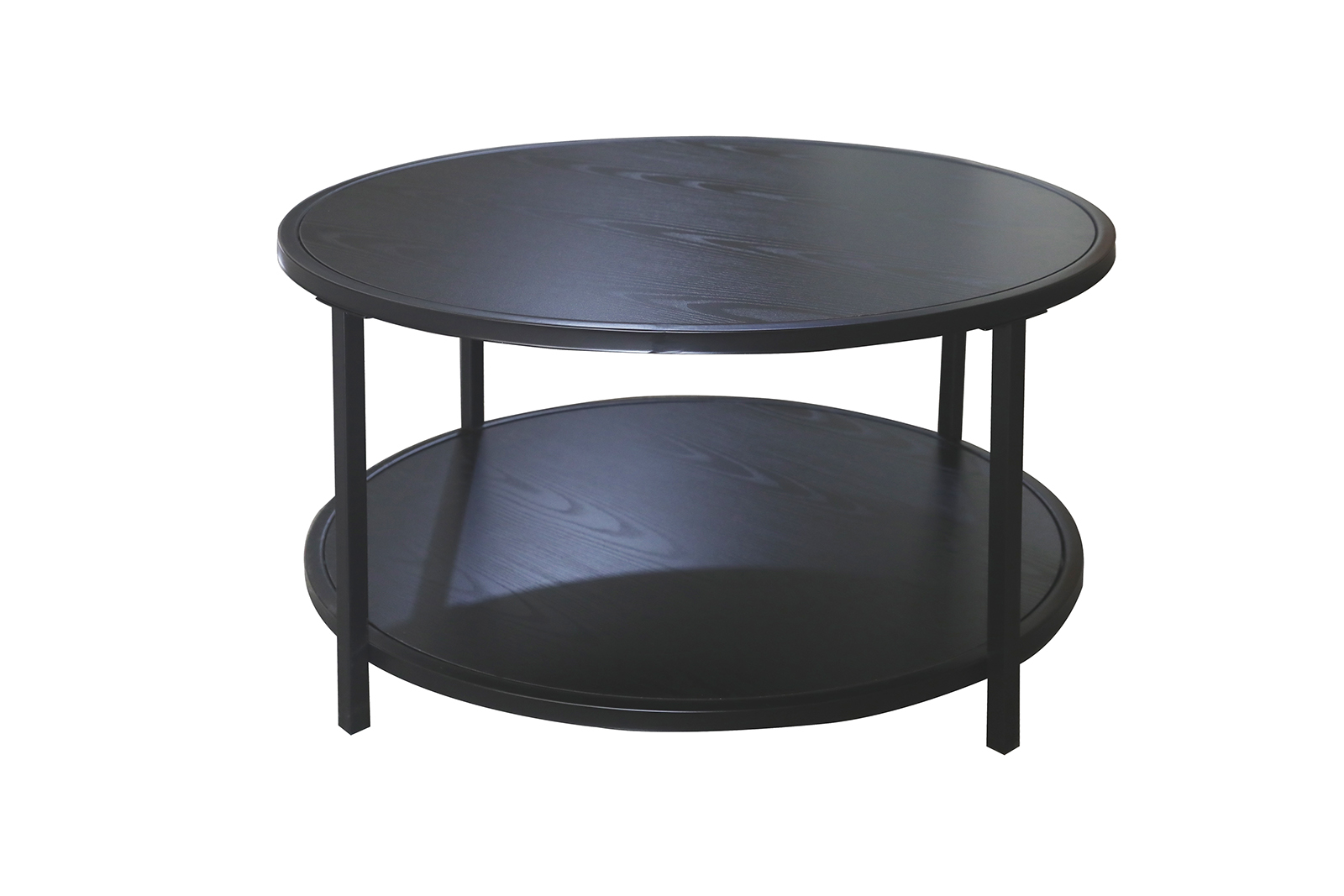 Derby rundt sofabord Sort med hylle. Ø80 cm