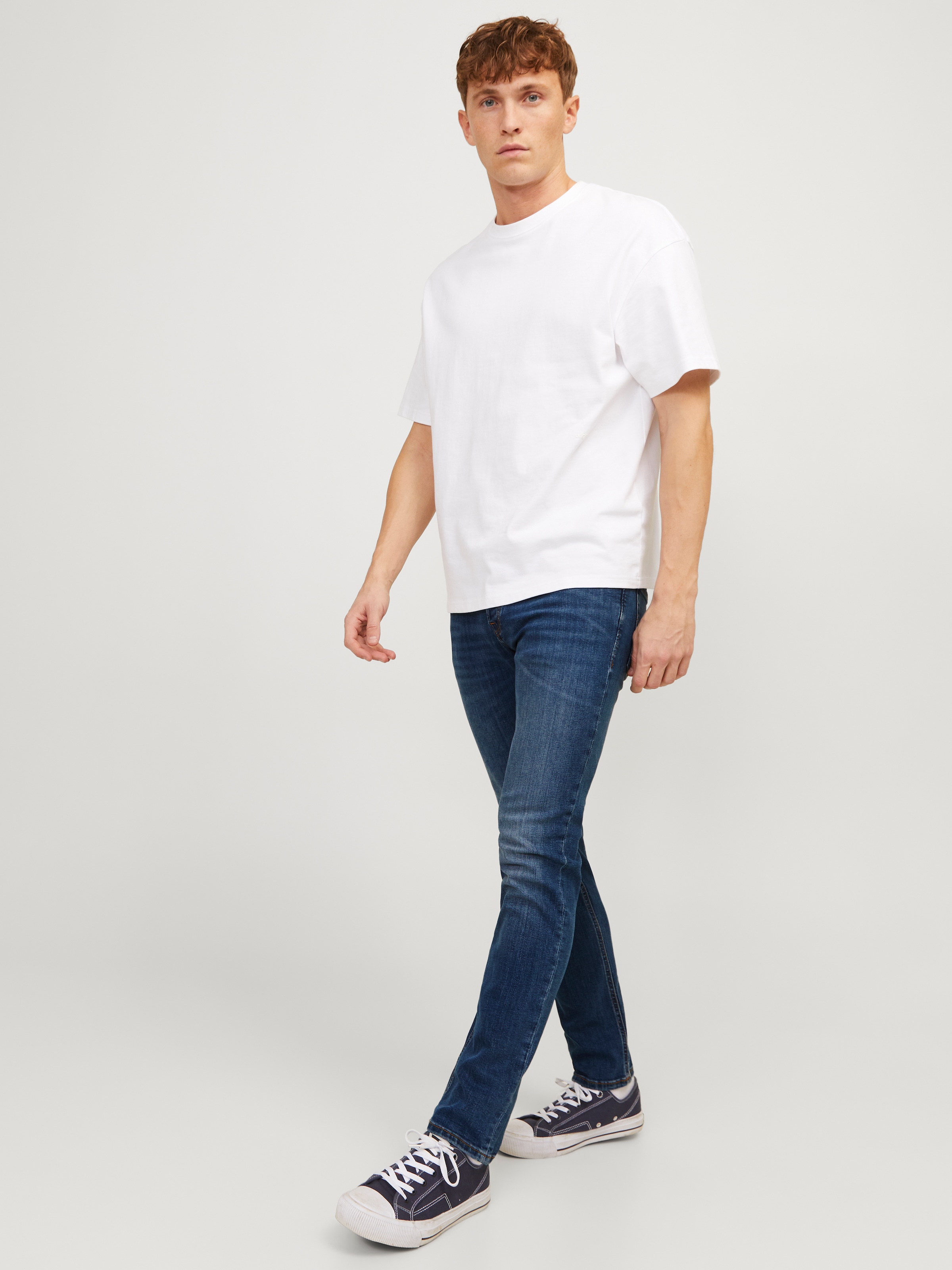 Jack & Jones Slim-fit-Jeans »JJITIM mit Waschung und praktischen Taschen«, Abriebeffekte, modisch, slim fit, Denim