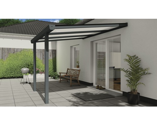 Easy Edition Gloss terrasoverkapping met opaal polycarbonaat, 300x250 cm, antraciet