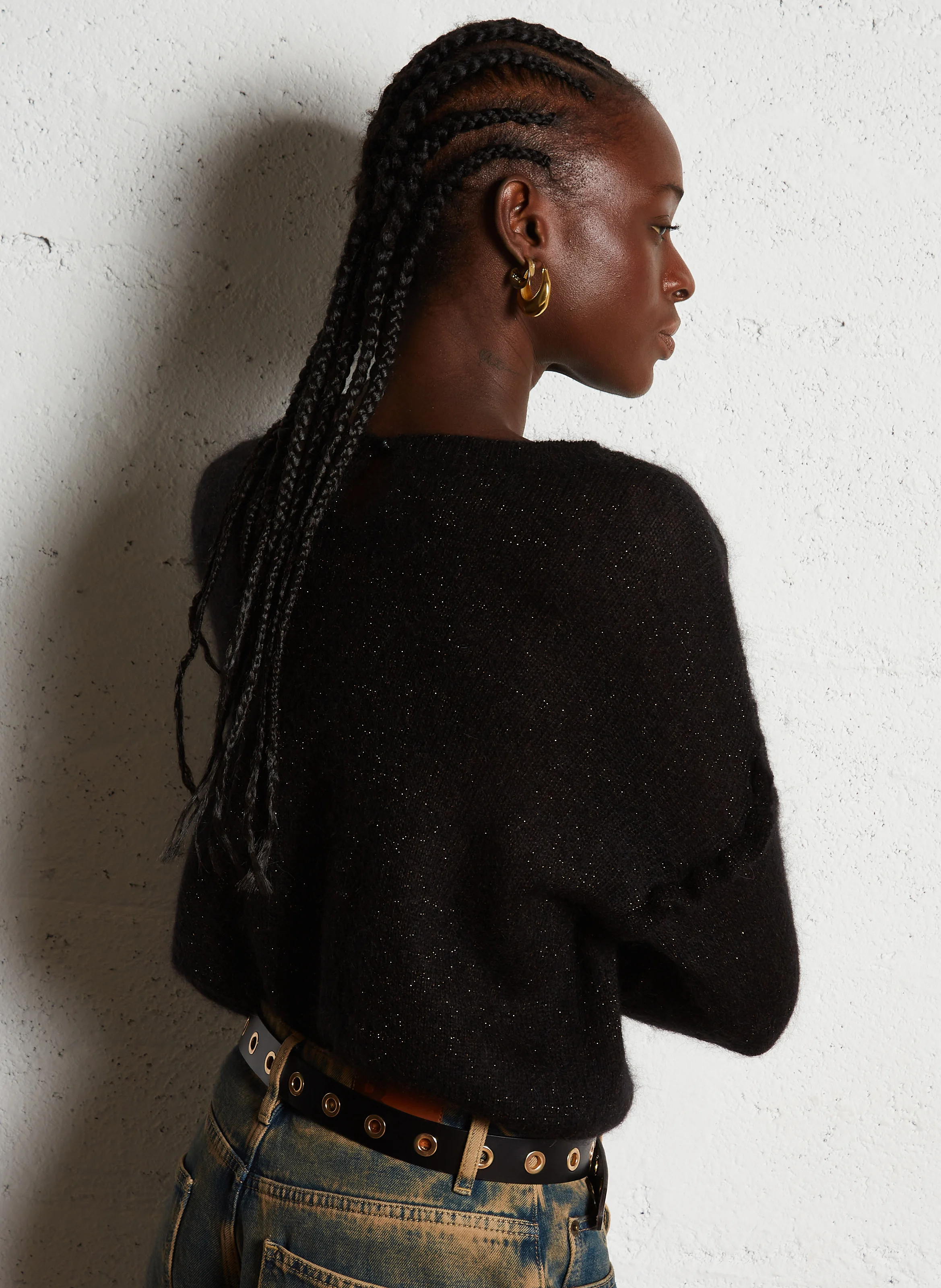 BLOOM - Pull col rond le laine et en soie mélangés | Noir