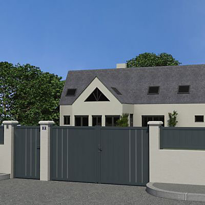 Portail Jardimat aluminium Valois gris 7016 sablé - 300 x h.160 cm
