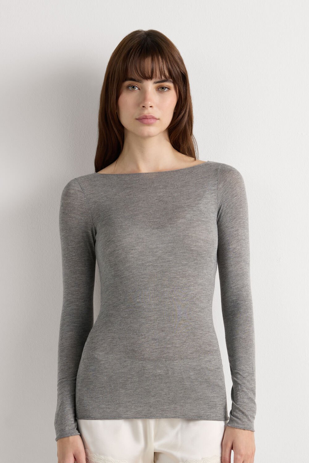 Blusa ultraleve de cashmere com decote canoa