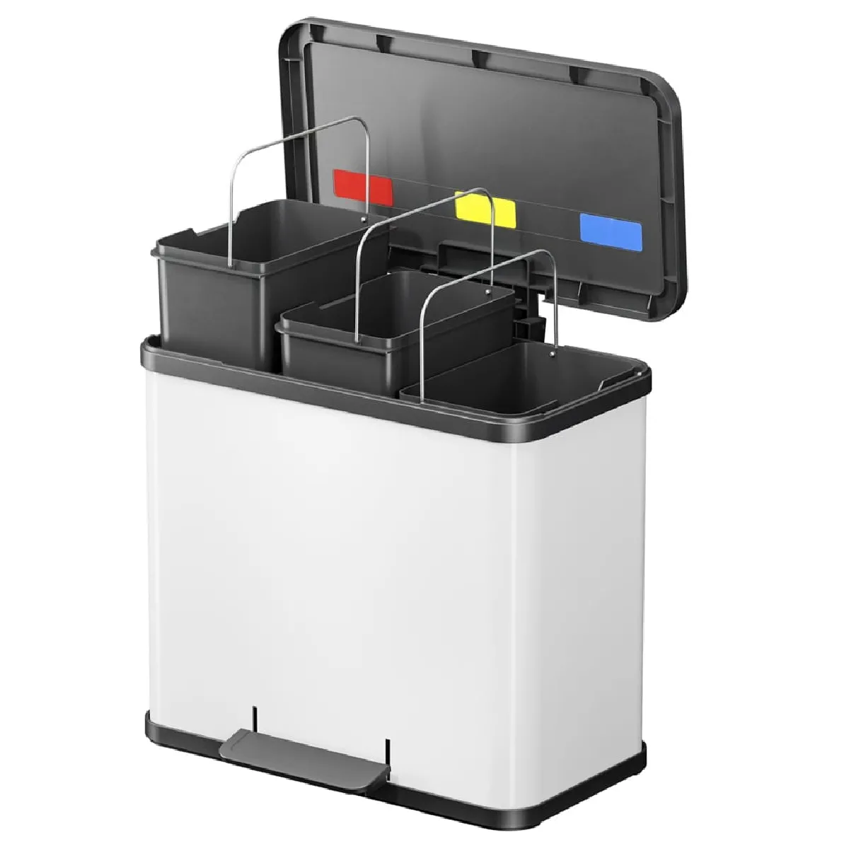 Hailo Oko Trio Plus Poubelle à pédale - 3x9 L - Blanc