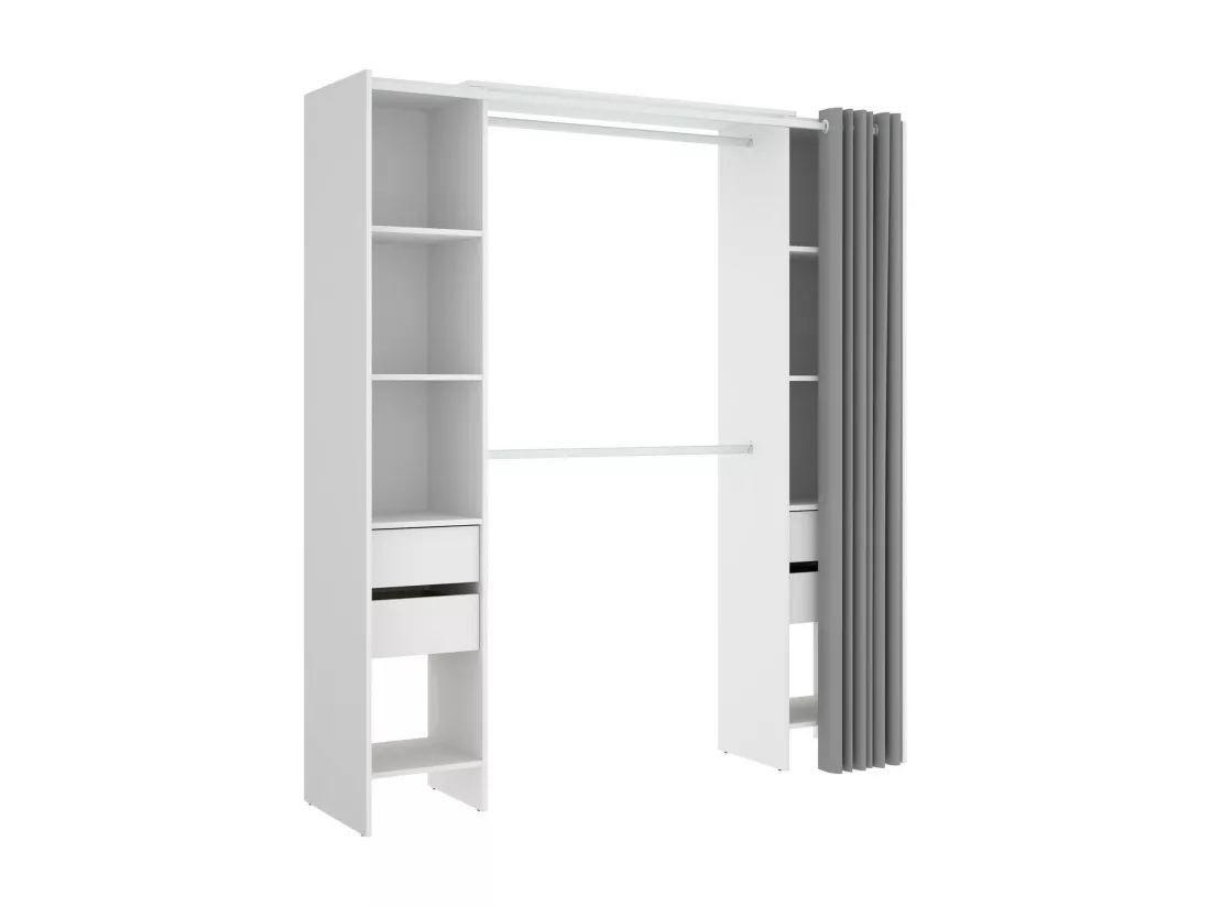 Armoire Dmanari, Structure pour dressing, Cintre ouvert, 180x50h205 cm, Blanc et Gris