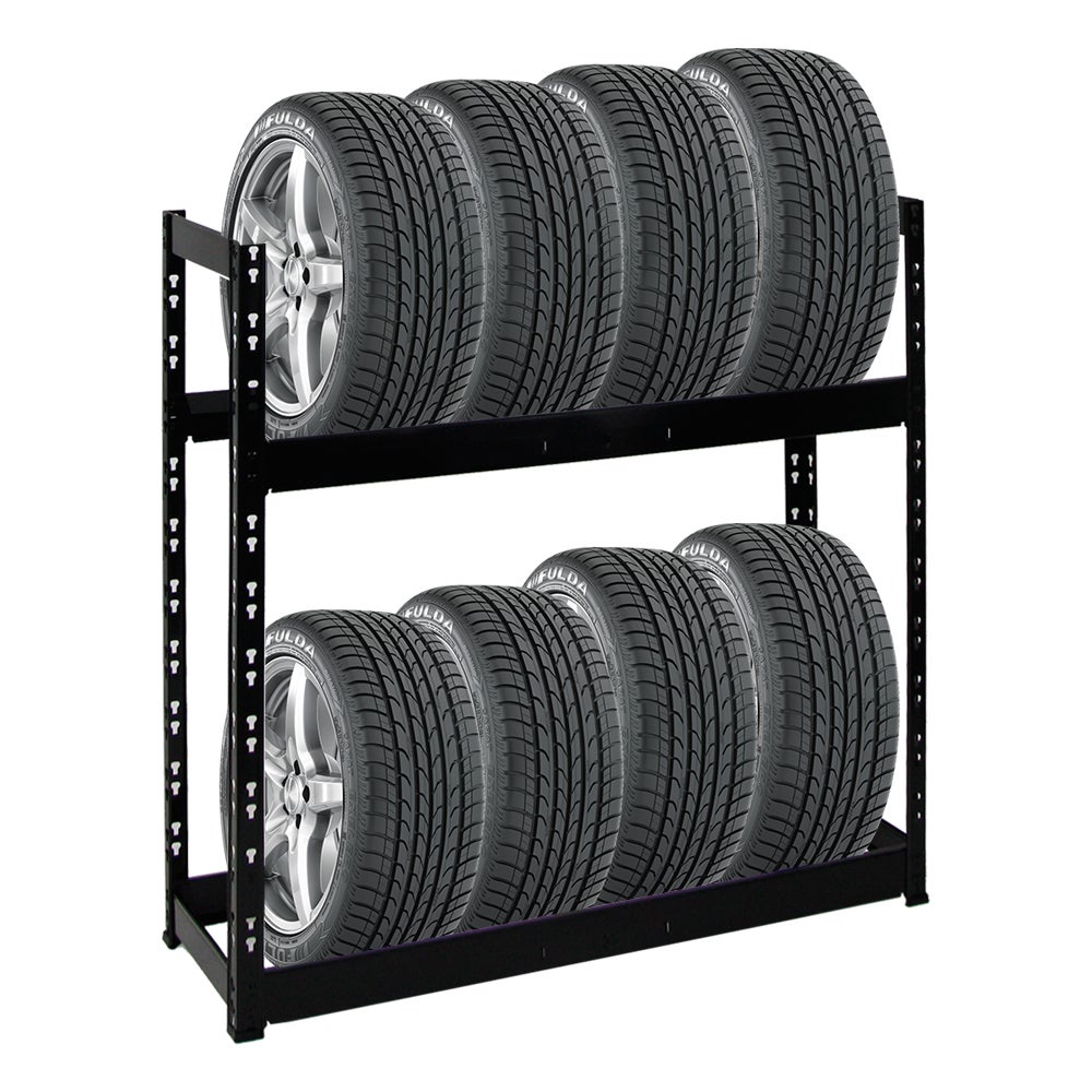 TIGER bandenrek | HxBxD 100x110x35cm | Draagvermogen 150kg | Tot 8 banden op 2 niveaus | Zwart