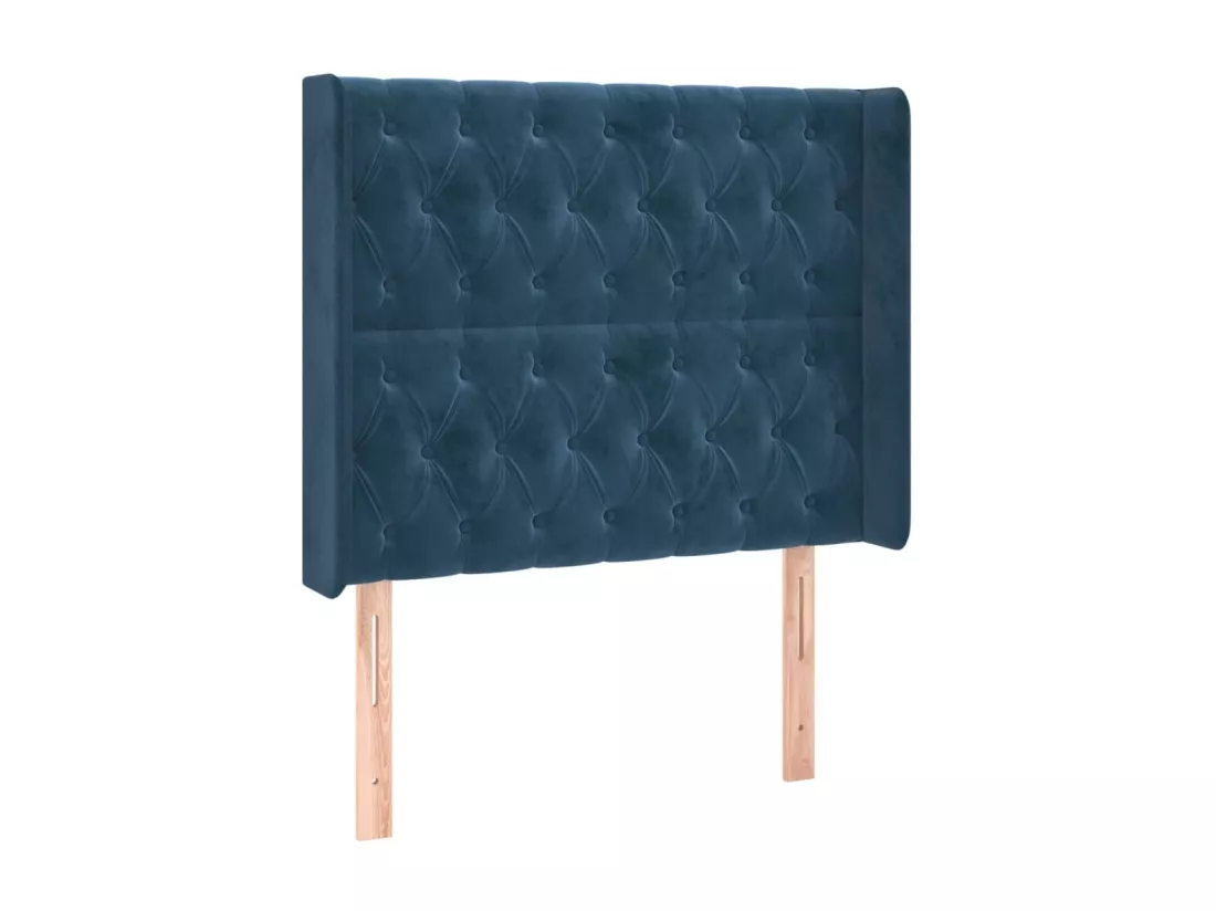 Sommier tapissier et matelas et LED Bleu foncé 90x200cm Velours