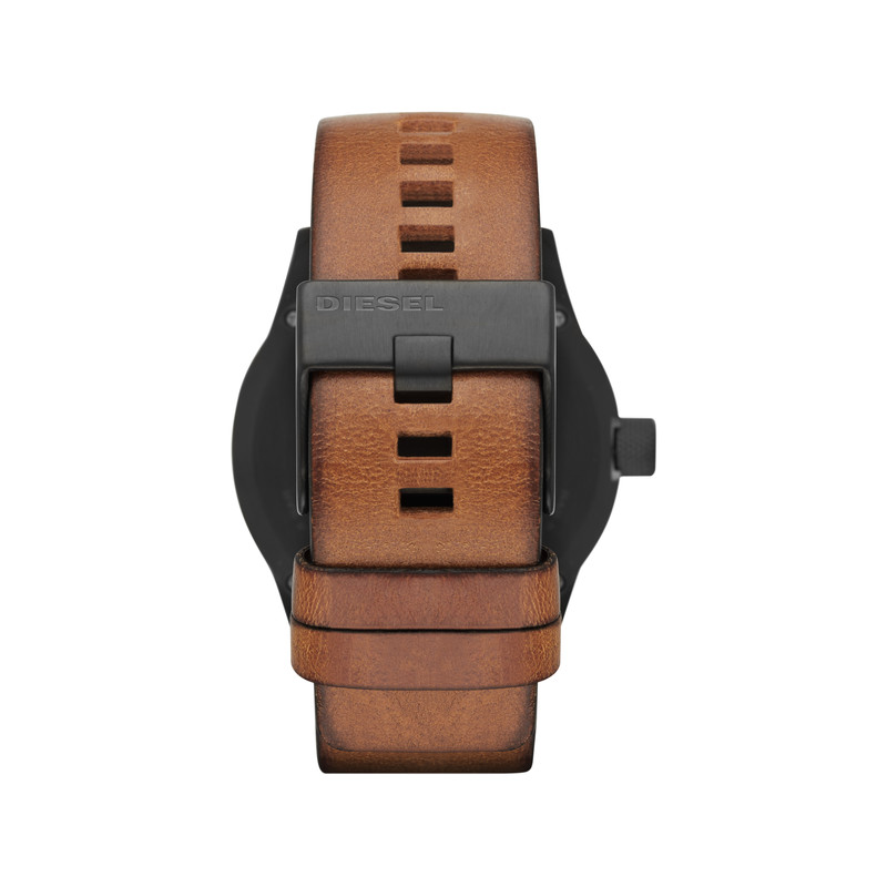 Montre Diesel homme acier noir cuir marron