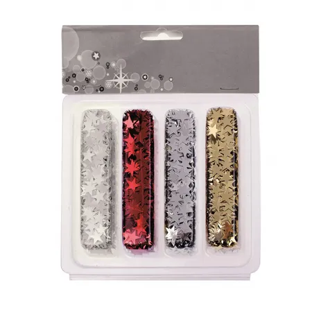 Glorex Pailletten Sterne, sortiert 2 irisierend, rot, gold, silber
