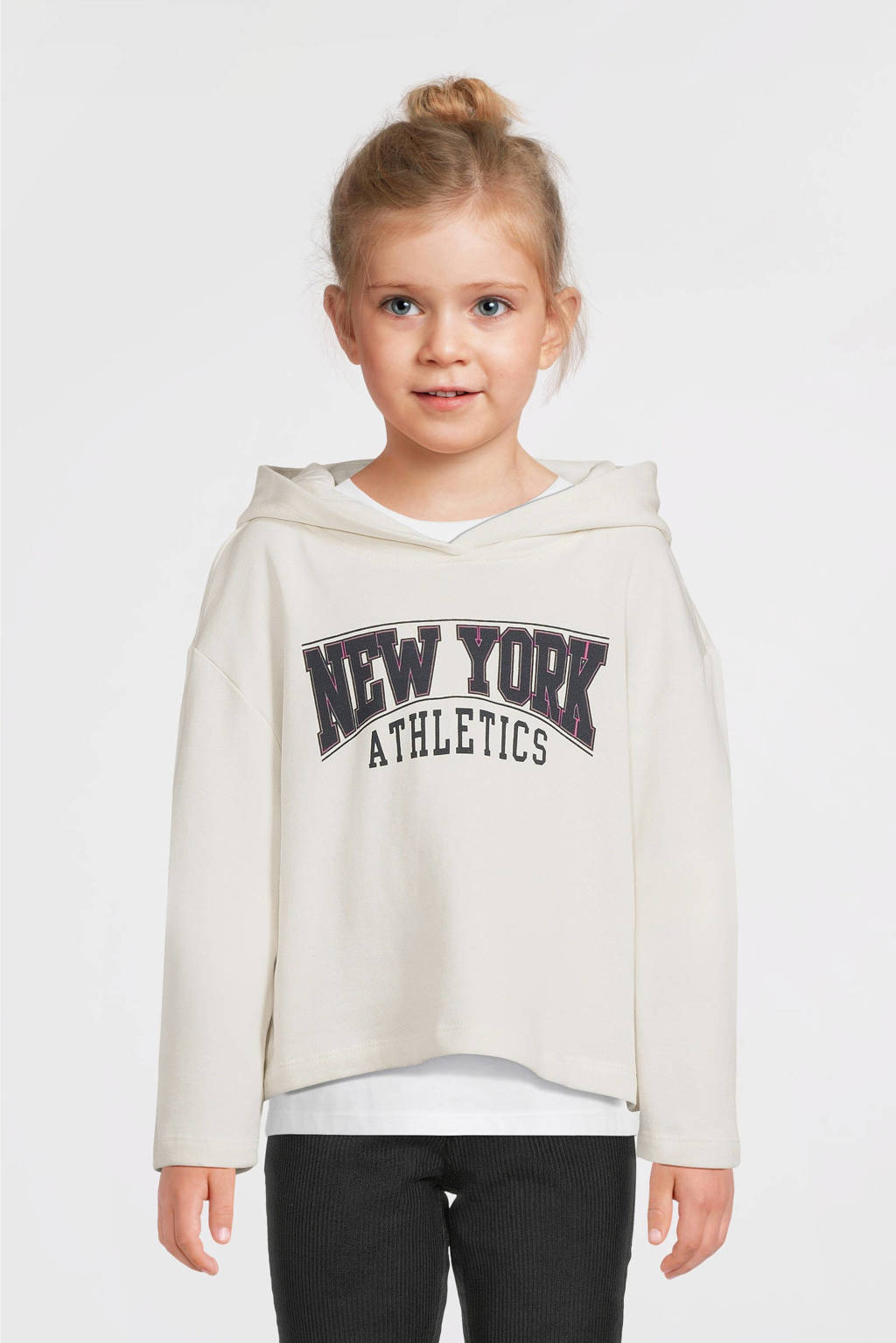 NAME IT hoodie NKFVIALA met printopdruk ecru