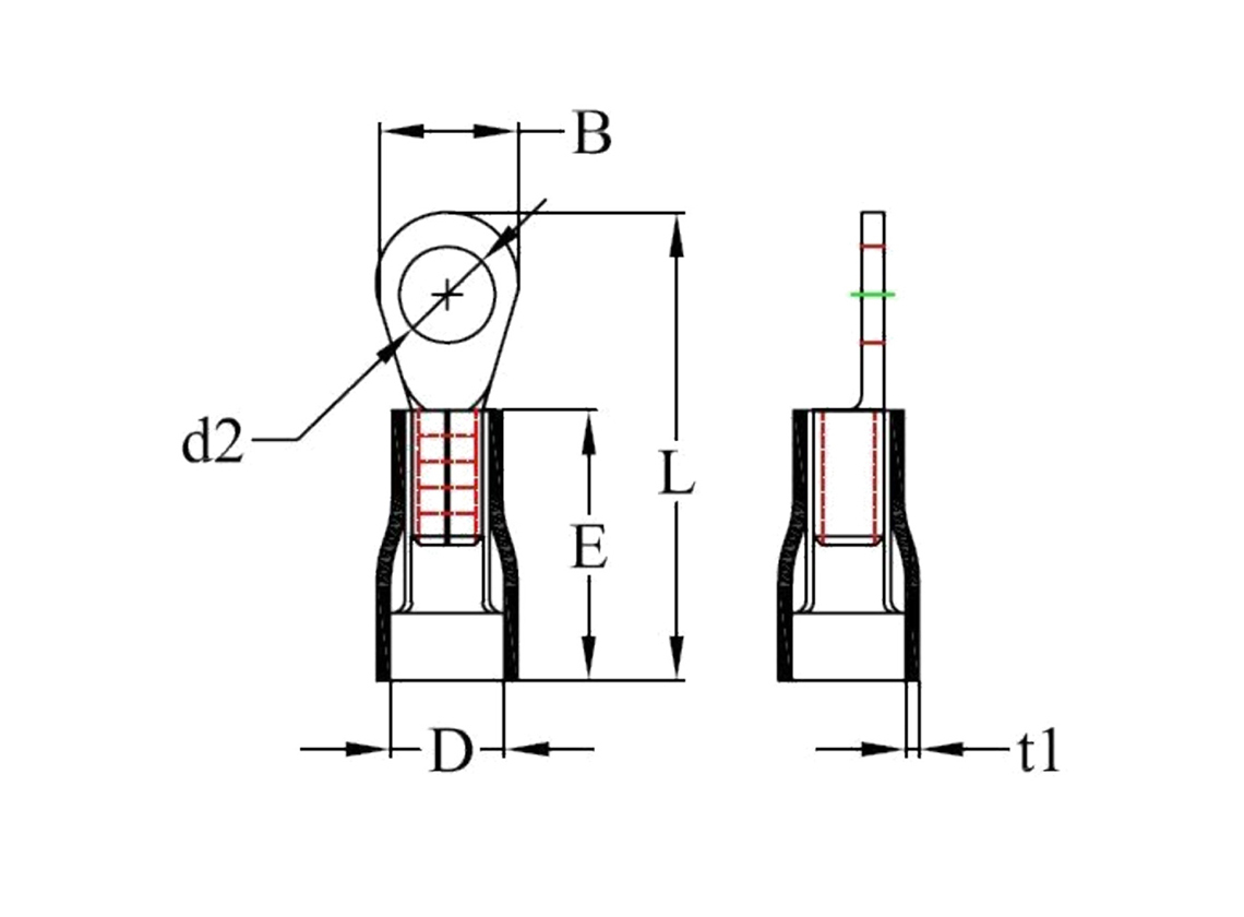 BBA kabelschoen Ring (10x stuks) - 6,4 mm²