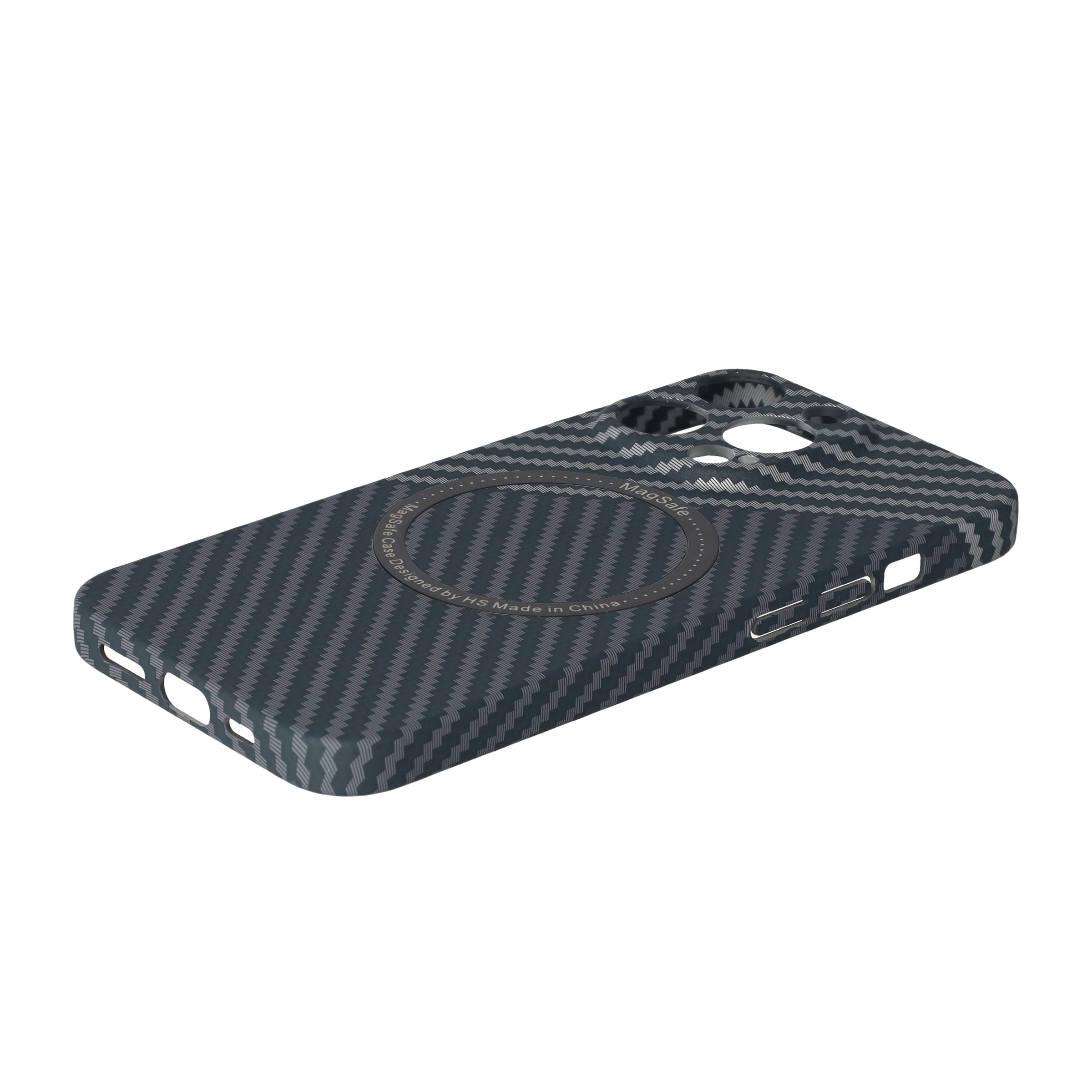 iPhone 13 Pro MagSafe Hardcase Hülle im Carbon Look - Schwarz / Silber