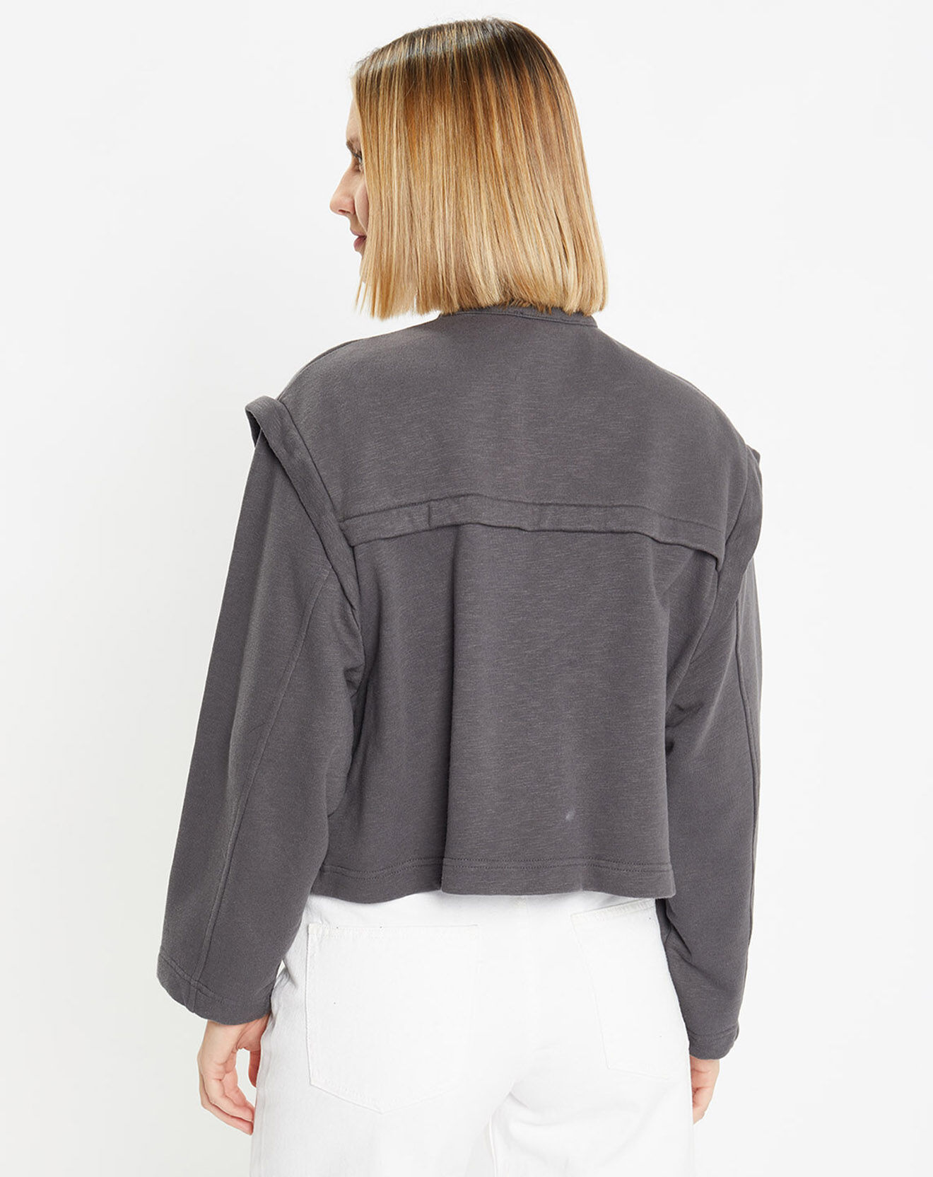 Galeries Lafayette Veste courte en Coton Léonor gris foncé