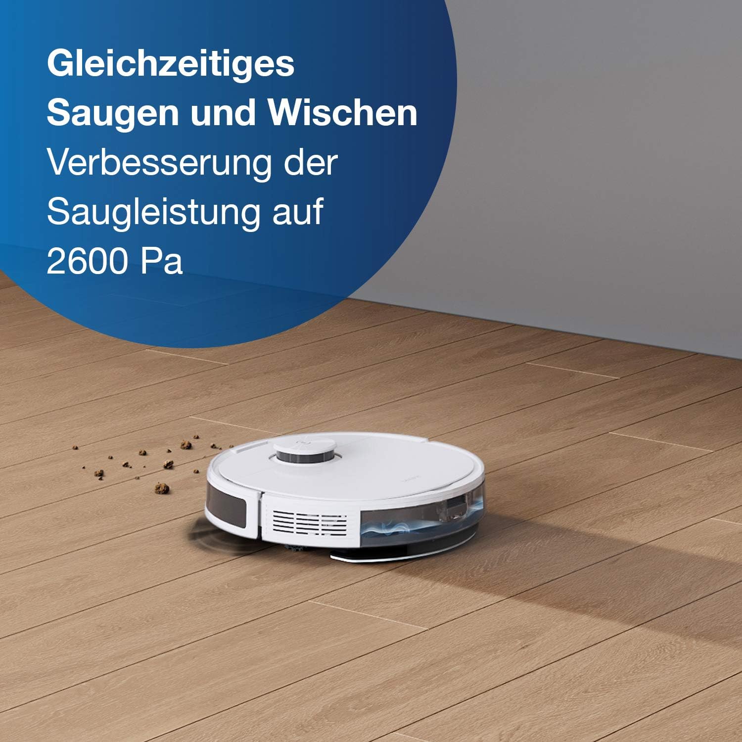 ECOVACS DEEBOT N8 PRO Care, Saugroboter mit Wischfunktion, (inkl. Zubehör-Kit), 2600Pa, 3D-Hinderniserkennung, ideal als Staubsaugerroboter für Tierhaare, Hartböden, 67dB, App, Alexa, weiß