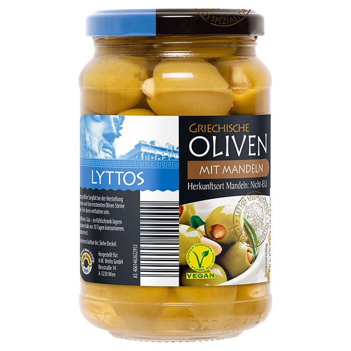 LYTTOS Griechische Oliven gefüllt 200 g, Mandel