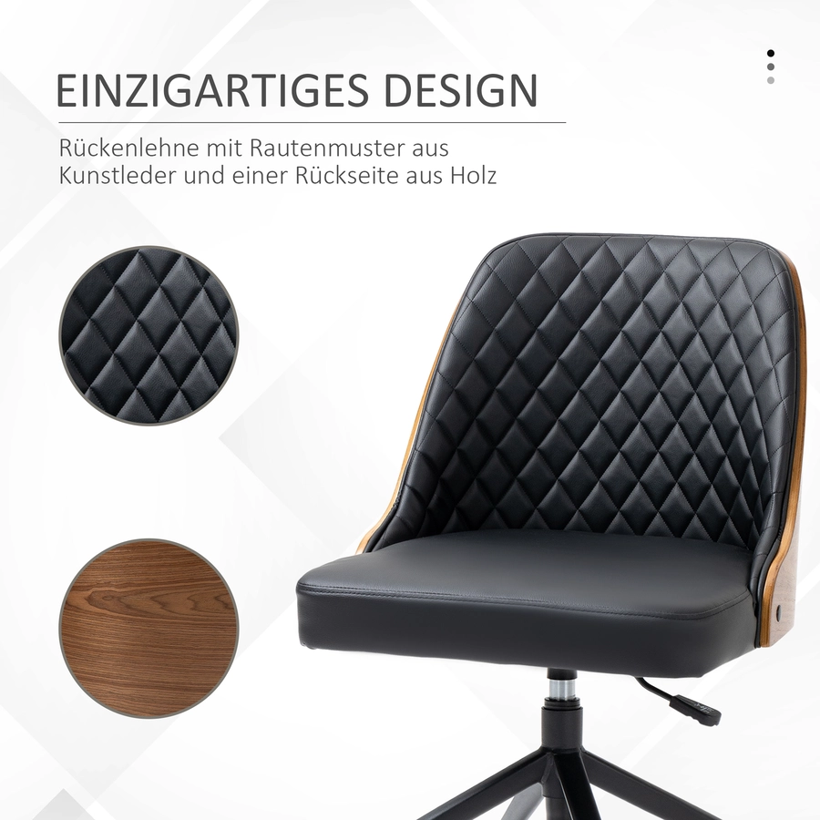 Vinsetto Bürostuhl mit Holzverkleidung Rückenlehne schwarz