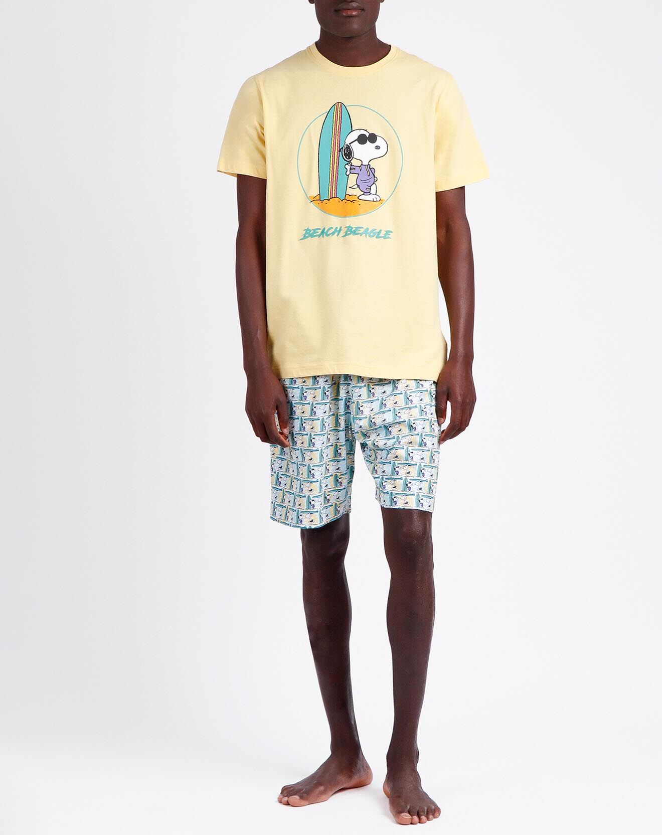 Peanuts Pyjama T-Shirt & Short Elio jaune/vert