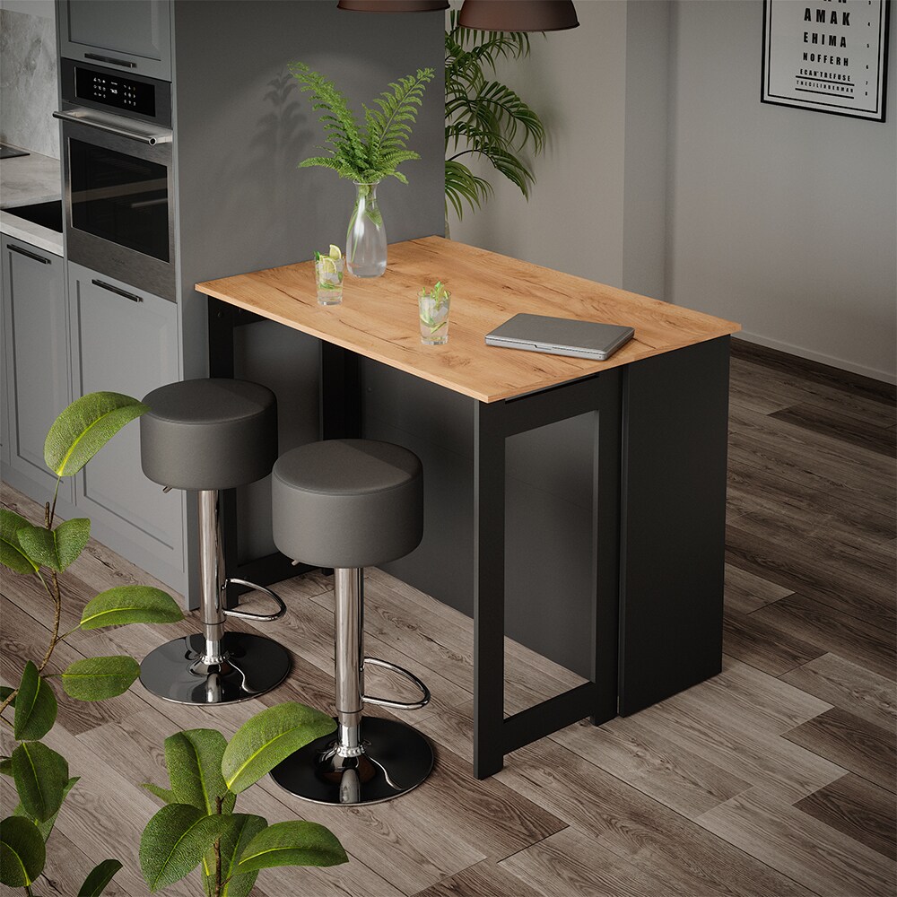 Vicco Bartisch Dominic Eiche Anthrazit 116 x 37 cm Barhocker Esszimmer Küche offene Fächer Tür