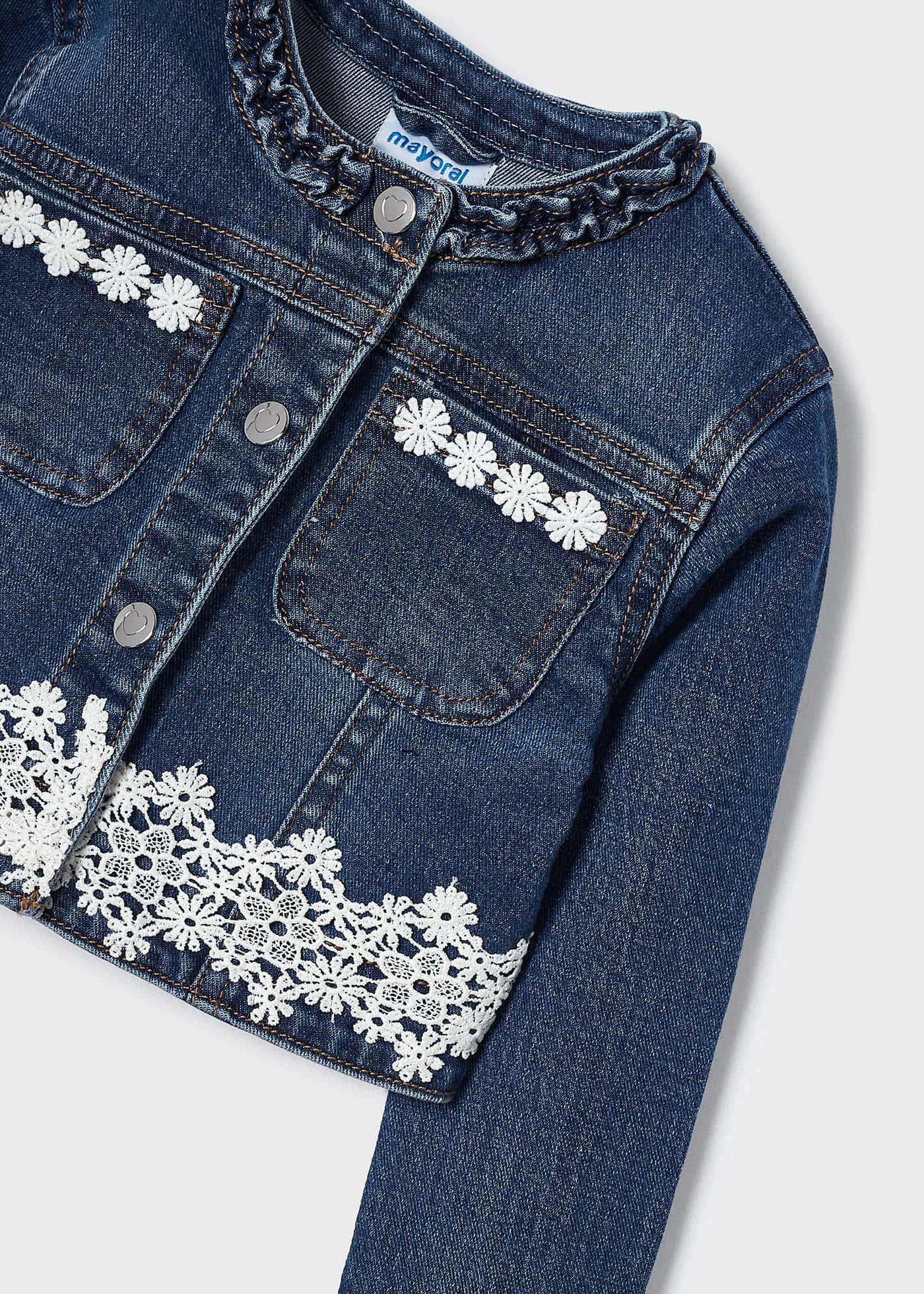 Jaqueta jeans estilo fantasia para meninas, jeans escuro