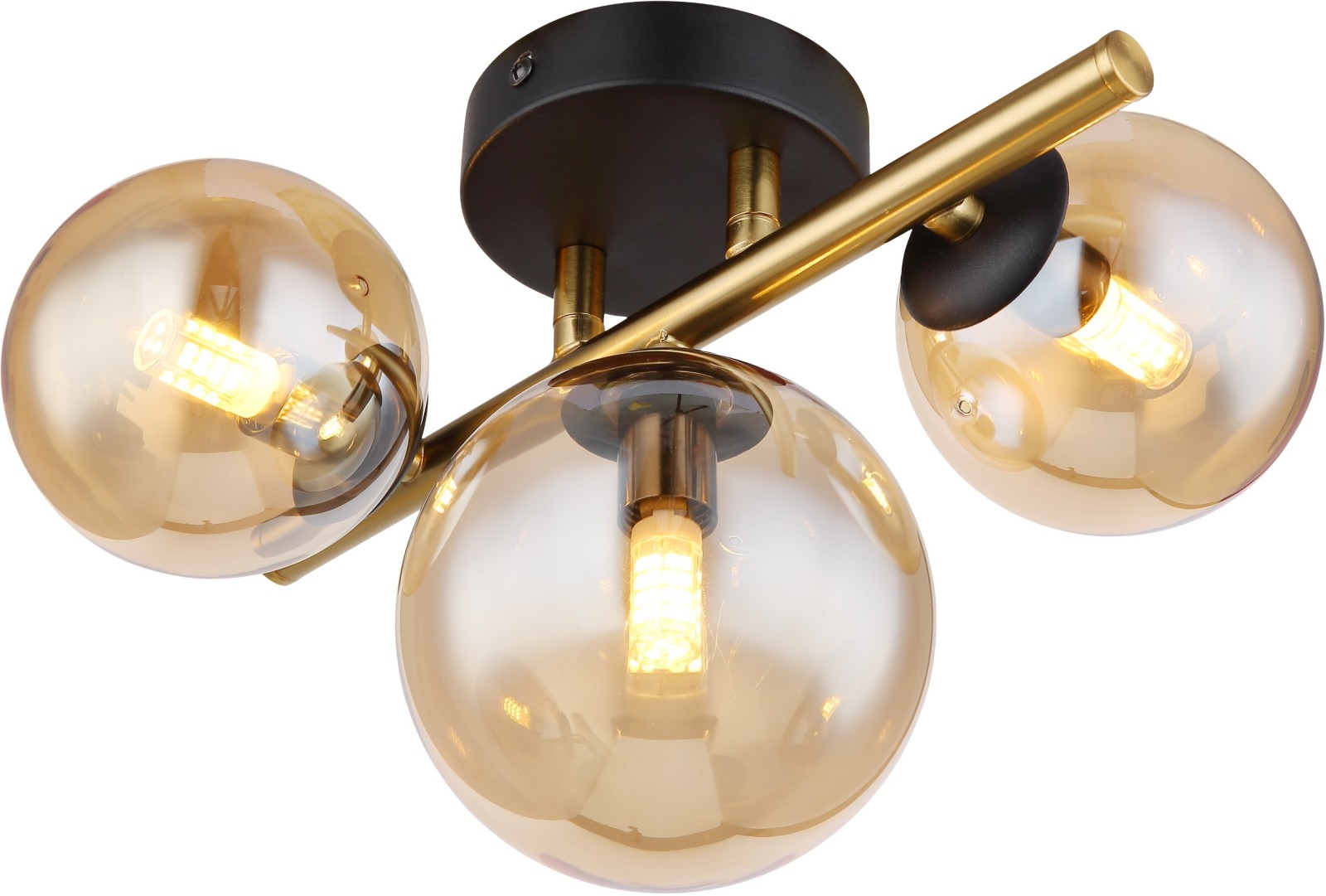 LED-Wandleuchte - schwarz matt-Messing matt - 3-flammig