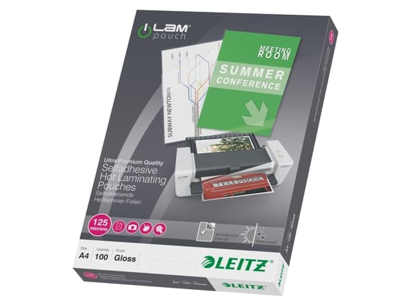 Leitz - Glanset - A4 (210 x 297 mm) lamineringspunger med klebebakside