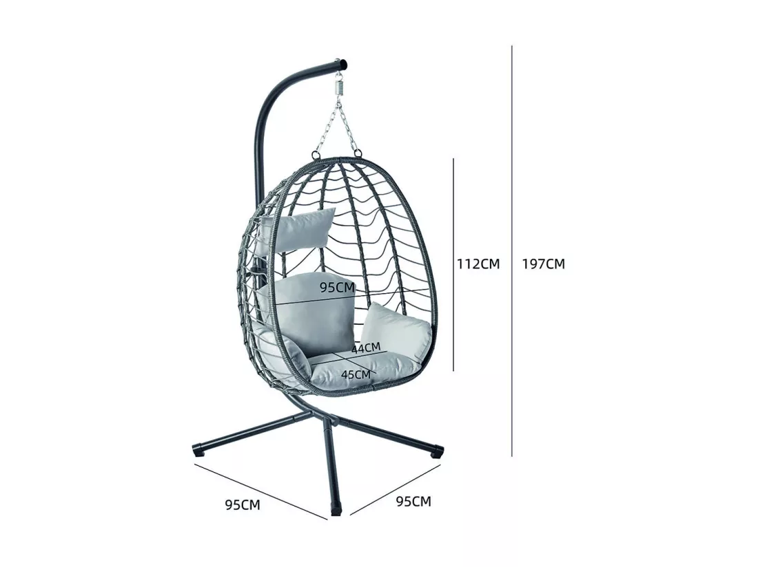 Fauteuil suspendu gris en résine effet rotin LIMA