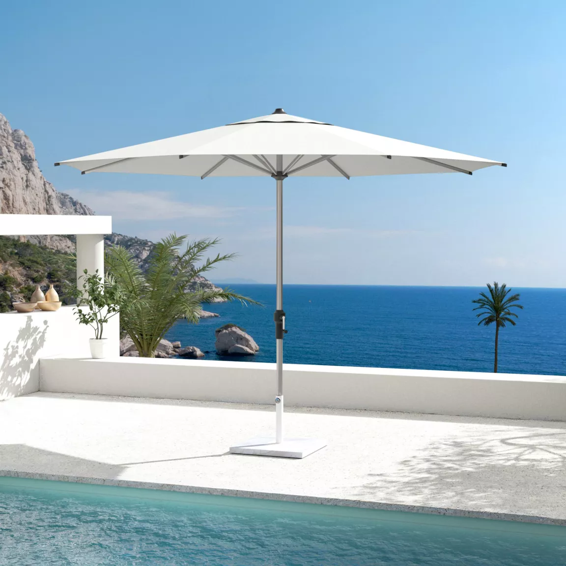 Parasol rond aluminium (D3,5 m) Yucatan Gris et Blanc