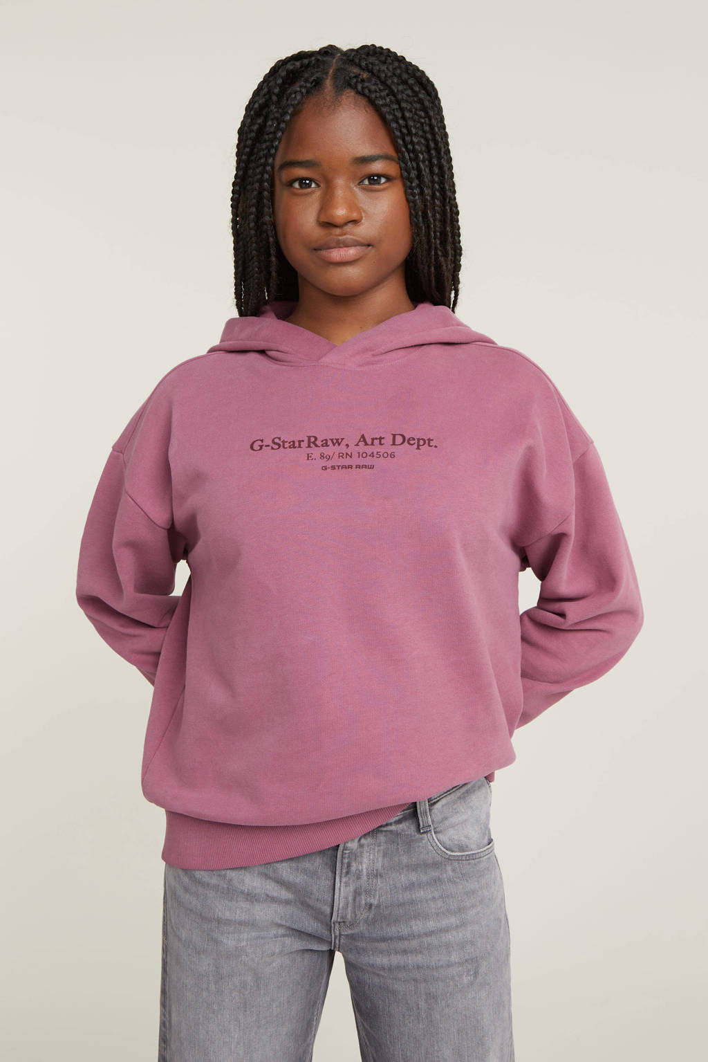 G-STAR hoodie hdd sweater b met tekst oudroze