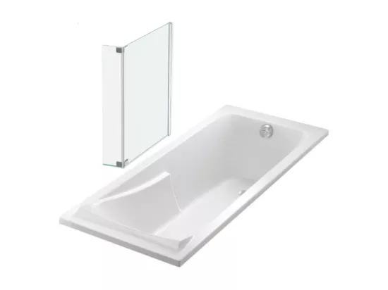 Lot baignoire droite 150 X 70 JACOB DELAFON Corvette + pare bain 2 volets chromé