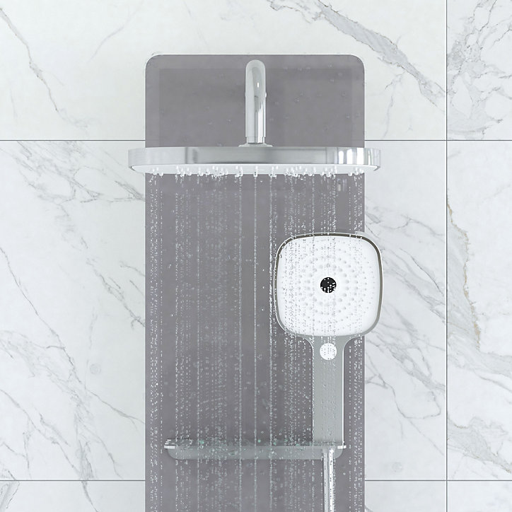 Colonne de douche hydromassante verre trempé gris et chromé Glass 2 Galedo