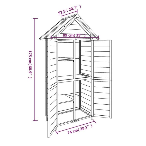 vidaXL Hageredskapsbod brun 89x52,5x175 cm heltre furu