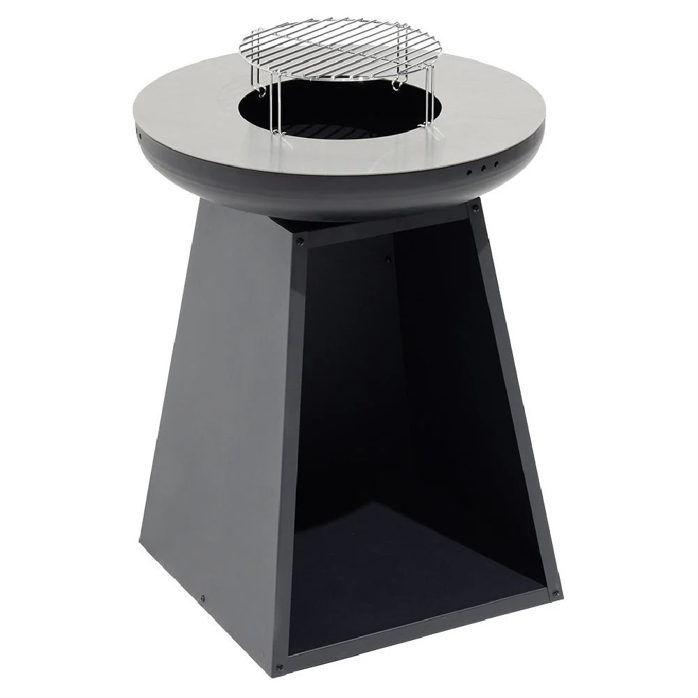 Barbecue brasero colonne Valparaiso plancha grill noir 50x50xH77,5cm