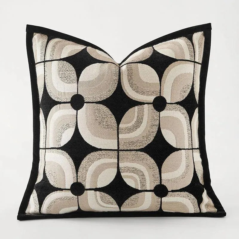 Black Khaki Beige Geometric Pattern Cushion Cover | Modern Nordic Decorative Pillowcase