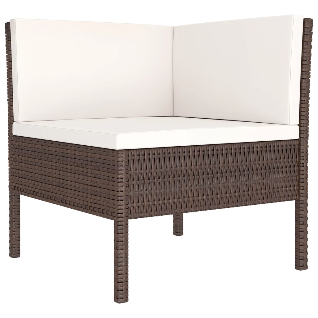Salon de jardin meuble d'extérieur ensemble de mobilier 9 pièces avec coussins résine tressée marron