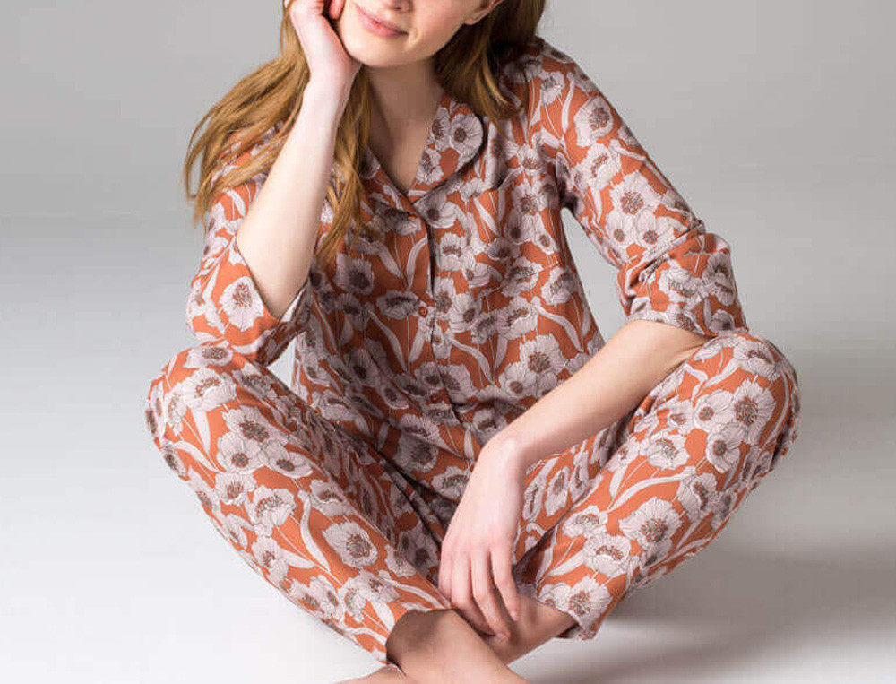 Pyjama femme-Fleurs pralines
