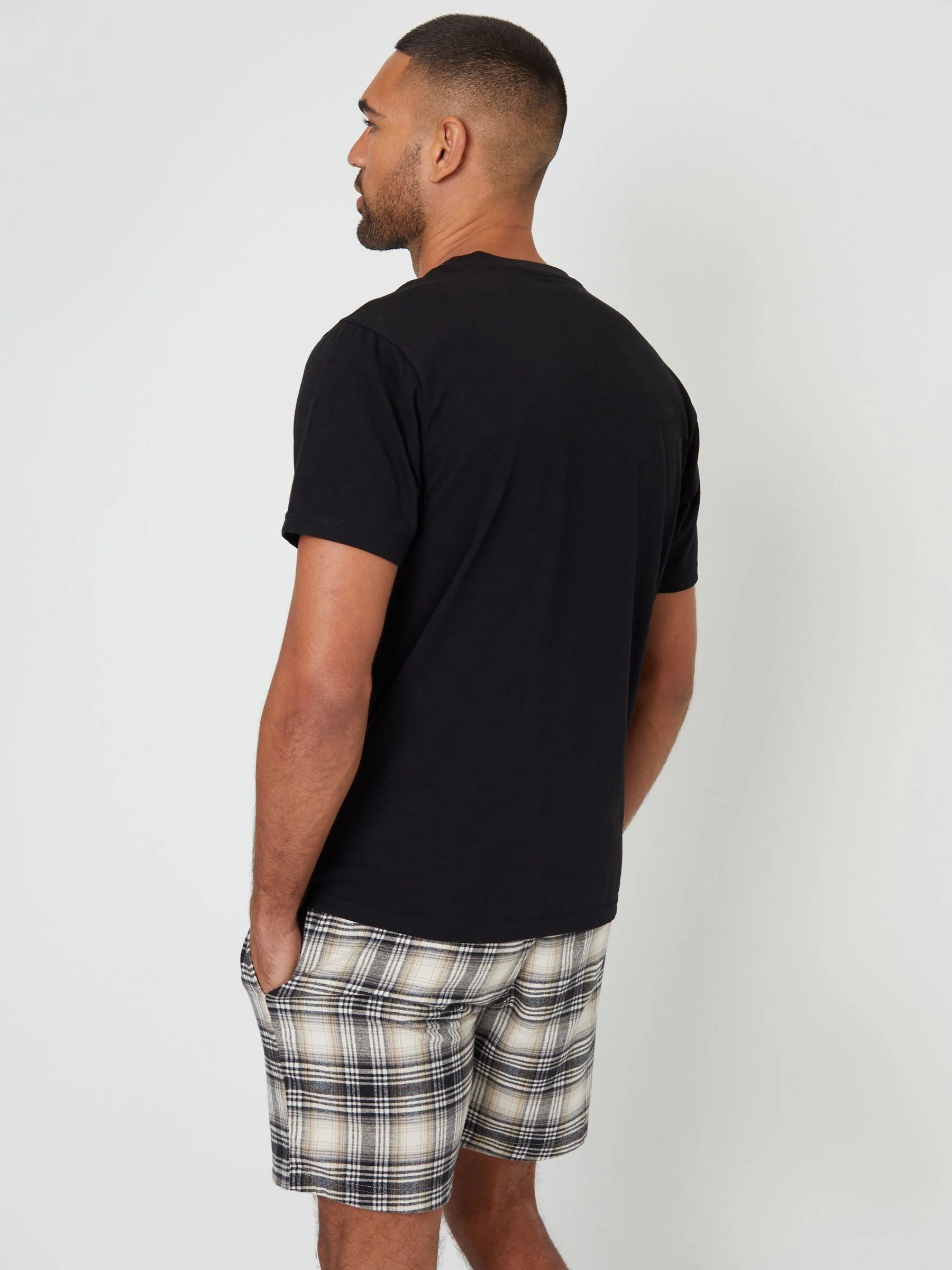Zwart - Threadbare - Geruite pyjamaset met short