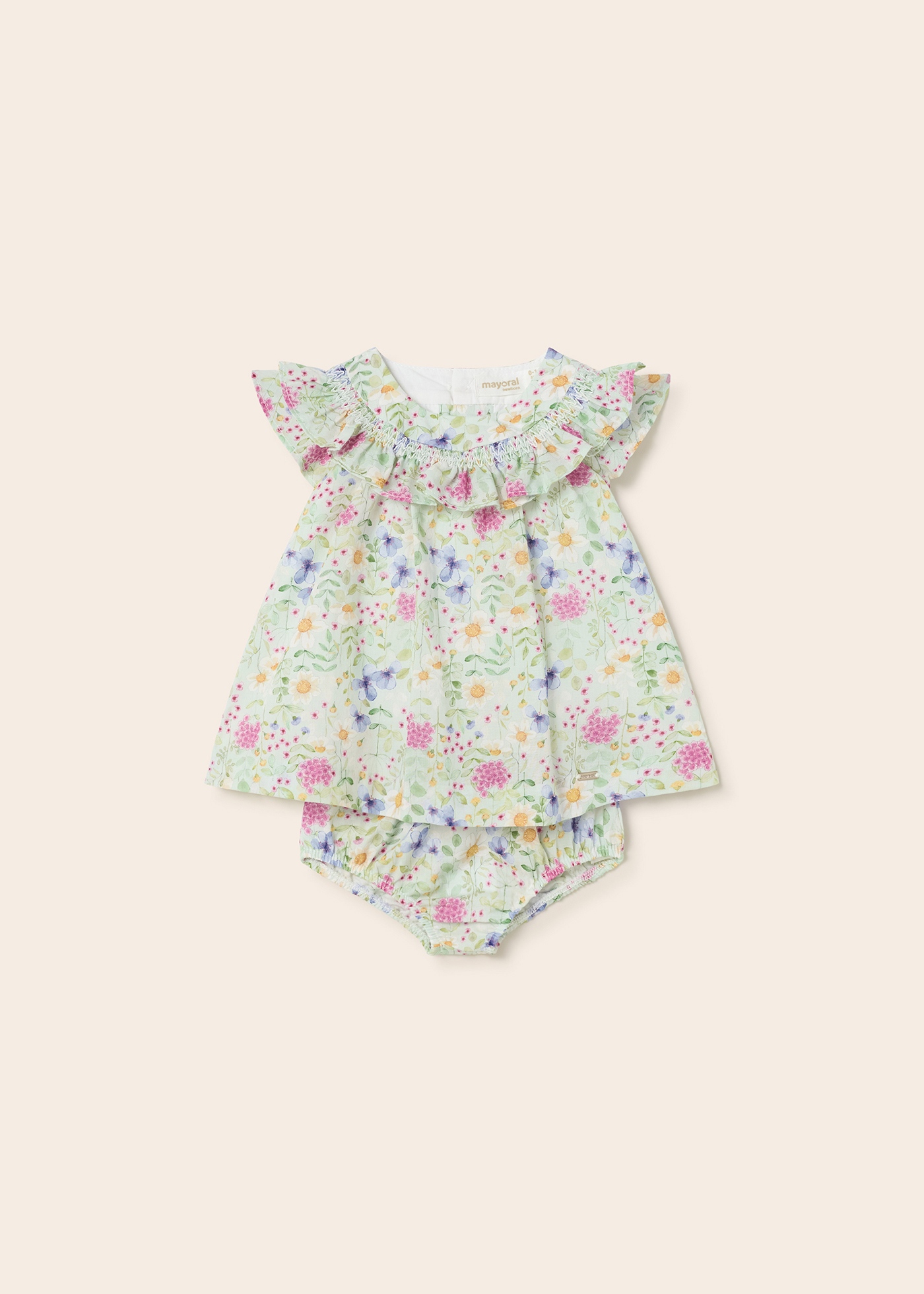 Vestido formal estampado com capa para fralda para recém-nascido
