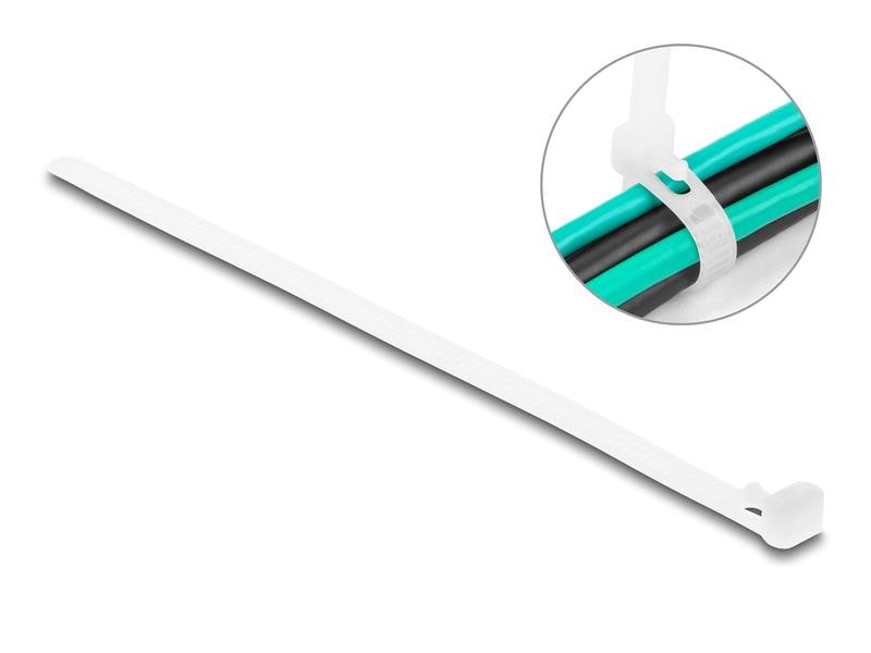 Delock Kabelbinder Weiss 150 mm x 7.2 mm, 100 Stück Delock Kabelbinder wiederverwendbar L 150 x B 7.2 mm 100 Stück weiss