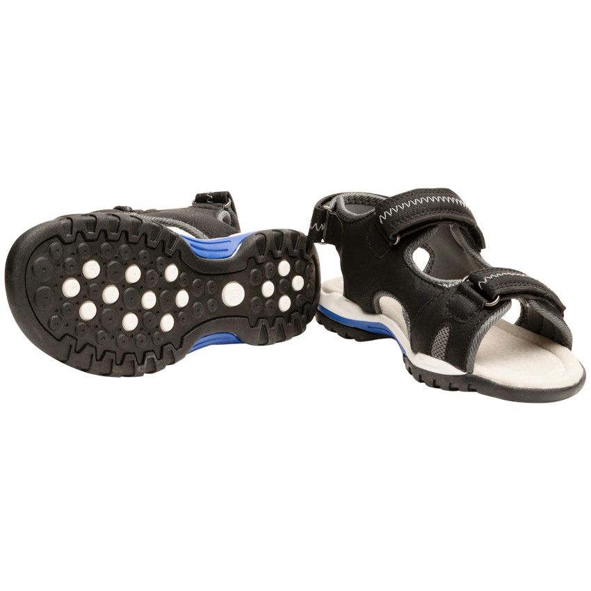 Sandales velcro en simili cuir avec détails bleus pour garçon - Noir