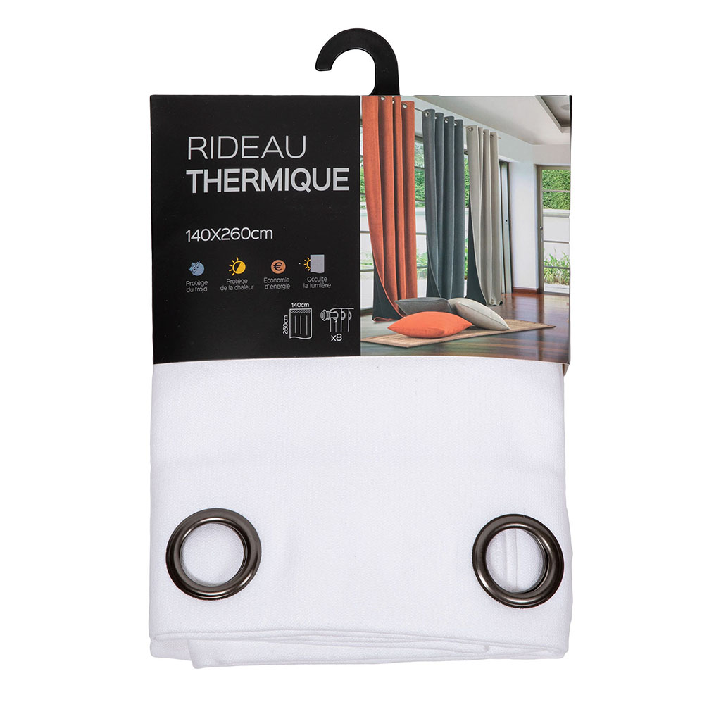 Rideau thermique occultant GALENA blanc 140x260cm