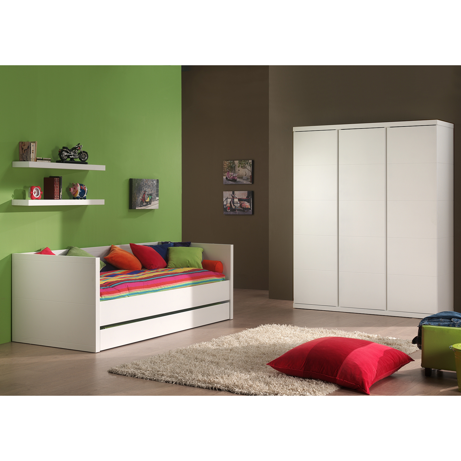 Kleiderschrank LARA - weiß - 3 Drehtüren - 166 cm